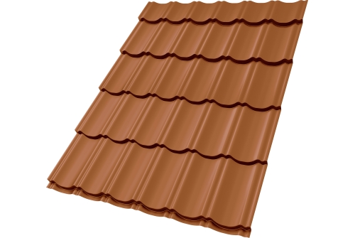 Металлочерепица "Квинта Юг" 0,5 Satin Matt RAL 8004 терракота