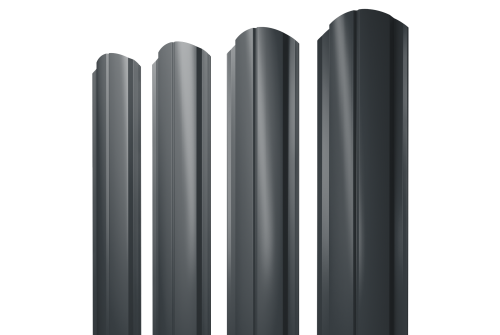 Штакетник Полукруглый Slim фигурный Grand Line 0,5 PurPro Matt 275 RAL 7016 антрацитово-серый