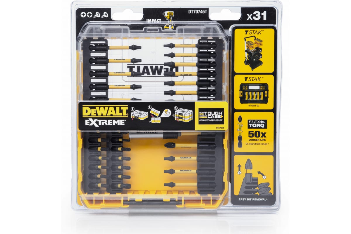 Набор бит DeWalt EXTREME Flextorq (31 шт) в кейсе