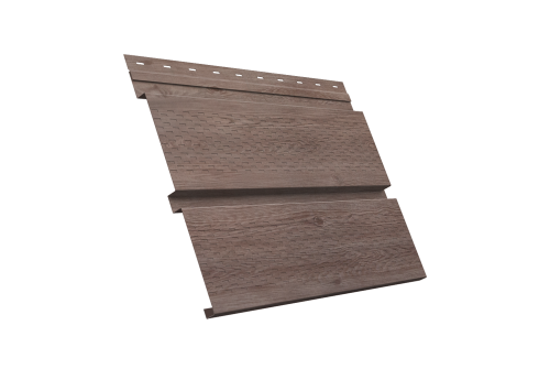 Софит металлический Квадро Брус Grand Line с перфорацией 0,45 Print Elite с пленкой White Wood TwinColor