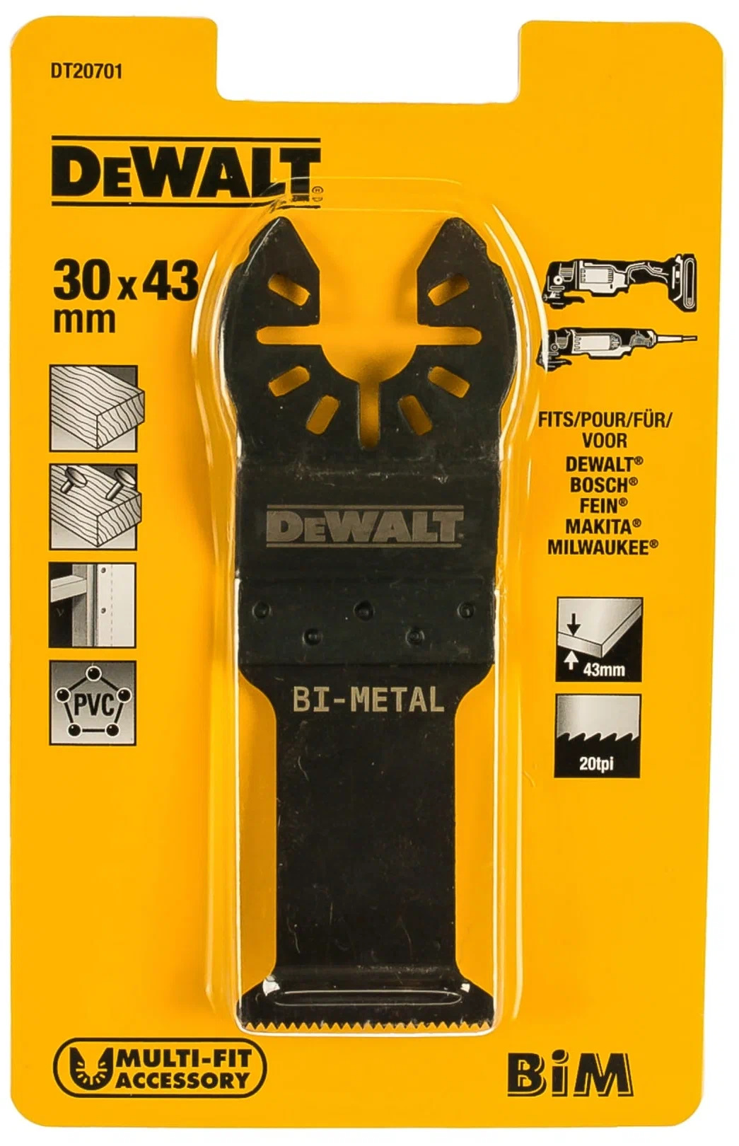 Пильное полотно DeWALT DT20701 для древесины 30х43 мм