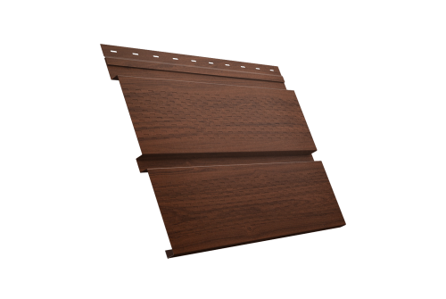 Софит металлический Квадро Брус Grand Line с перфорацией 0,45 Print Elite с пленкой Choco Wood TwinColor