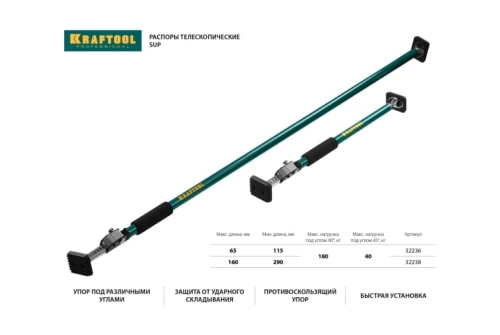 Распор телескопический Kraftool SUP-3 160-290см (32238)
