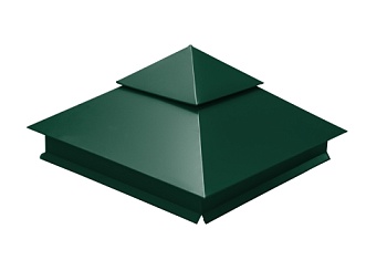 Колпак на столб двойной 390х390мм 0,45 PE с пленкой RAL 6005 зеленый мох