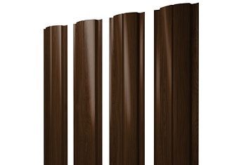 Штакетник Полукруглый Slim с прямым резом Grand Line 0,45 Print Elite Choco Wood TwinColor