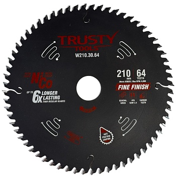 Диск пильный Trusty-Tools Fine Finish по дереву 210х30 64T