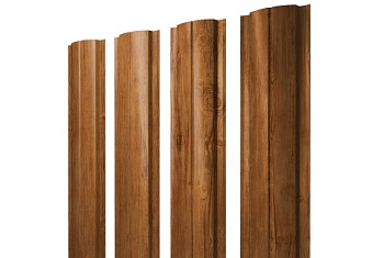 Штакетник Полукруглый Slim с прямым резом Grand Line 0,45 Print Elite Golden Wood TwinColor