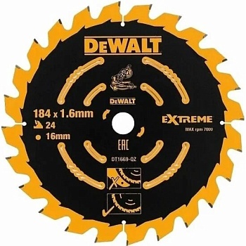 Диск пильный DeWalt EXTREME по дереву 184x16 24T