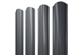 Штакетник Полукруглый Slim фигурный Grand Line 0,4 PE-Matt-Double RAL 7024 мокрый асфальт