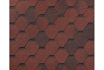 Черепица гибкая RoofShield Фемили Эко Лайт Стандарт красный с оттенением
