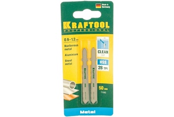 Полотно для электролобзика Kraftool T118G 50x0,9мм по металлу, Т-хвостовик, HSS сталь 2 шт (159551-0,9)