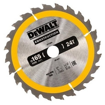 Диск пильный DeWalt Construction по дереву с гвоздями 165x20 24T
