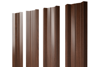 Штакетник М-образный A с прямым резом Grand Line 0,45 Print Elite Choco Wood TwinColor