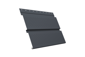 Софит металлический Квадро Брус Grand Line с перфорацией 0,5 Satin Matt TX с пленкой RAL 7024 мокрый асфальт