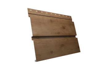 Софит металлический Квадро Брус Grand Line без перфорации 0,45 Print Premium с пленкой Pine Wood Fresh