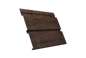 Софит металлический Квадро Брус Grand Line с перфорацией 0,45 Print Elite с пленкой Antique Wood TwinColor