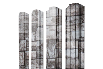 Штакетник Прямоугольный фигурный Grand Line 0,45 Print Elite Fine Stone TwinColor