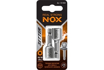 Ключ-насадка магнитная Nox Nut Setter 10x48мм 2 штуки карта (551002)