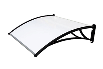 Козырек Krovent из поликарбоната 1200х930х280 молочный (черный кронштейн)