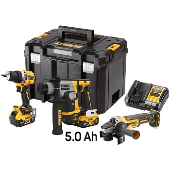 Набор DeWalt DCK355P2T-QW (шуруповёрт DCD800 + перфоратор DCH172 + УШМ DCG405)