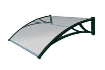 Козырек Krovent из поликарбоната 1200х930х280 прозрачный (зеленый кронштейн)