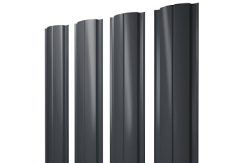 Штакетник Полукруглый Slim с прямым резом Grand Line 0,5 PE RAL 7024 мокрый асфальт
