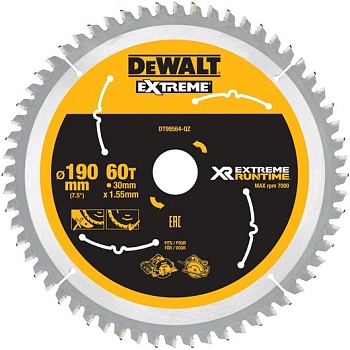 Диск пильный DeWalt Extreme Runtime по дереву 190x30 60T