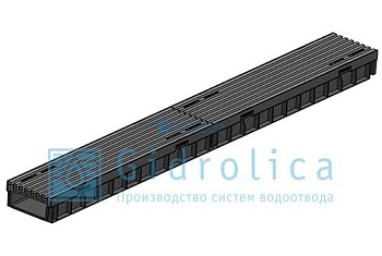 Комплект Gidrolica Light: лоток водоотводный ЛВ -10.11,5.5,5 - пластиковый с решеткой РВ- 10.11.50 пластиковой ячеистой, кл. B125 (08099В)