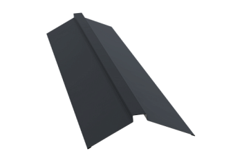 Планка конька плоского 150х40х150 Grand Line 0,5 Satin с пленкой RAL 7024 мокрый асфальт (3м)