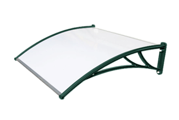 Козырек Krovent из поликарбоната 1500х930х280 молочный (зеленый кронштейн)