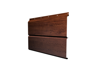 Софит металлический ЭкоБрус new Grand Line c перфорацией 0,45 Print Premium с пленкой Cherry Wood Fresh TwinColor