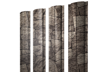 Штакетник Полукруглый Slim с прямым резом Grand Line 0,45 Print Elite King Stone TwinColor