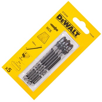 Пилки по фанере, МДФ, ДВП для лобзика DeWalt DT2049 100 мм (5 шт)