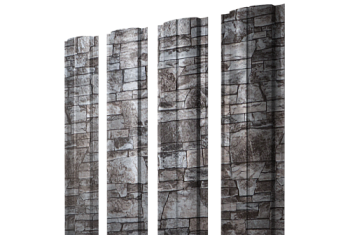 Штакетник Полукруглый Slim с прямым резом Grand Line 0,45 Print Elite Fine Stone TwinColor