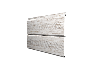 Софит металлический ЭкоБрус 0,345 Grand Line с перфорацией 0,45 Print Elite Snow Wood TwinColor