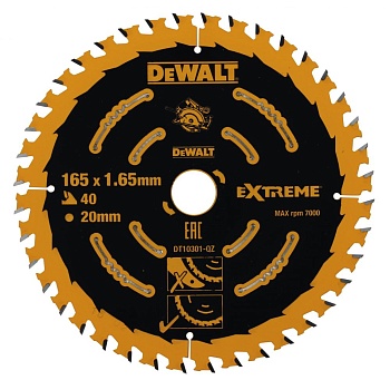 Диск пильный DeWalt Extreme по дереву 165x20 40T