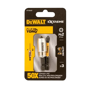 Биты DeWalt FLEXTORQ Ph2 57 мм (2 шт) + магнитный держатель