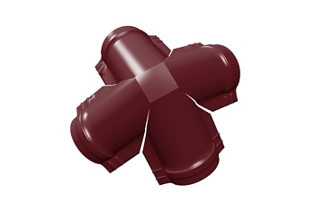 Четверник конька полукруглого Grand Line 0,5 Satin с пленкой RAL 3005 красное вино
