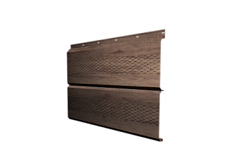 Софит металлический ЭкоБрус new Grand Line c перфорацией 0,45 Print Premium с пленкой Almond Wood Fresh