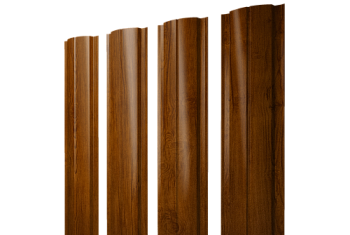 Штакетник Полукруглый Slim с прямым резом Grand Line 0,45 Print Premium Golden Wood Intense FTC