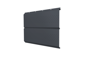 Софит металлический ЭкоБрус new Grand Line c перфорацией 0,5 Drap с пленкой RAL 7024 мокрый асфальт