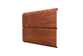 Софит металлический ЭкоБрус new Grand Line без перфорации 0,45 Print Premium с пленкой Rowan Wood Intense FTC