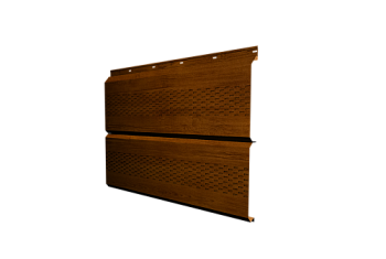 Софит металлический ЭкоБрус new Grand Line c перфорацией 0,45 Print Premium с пленкой Golden Wood Intense FTC