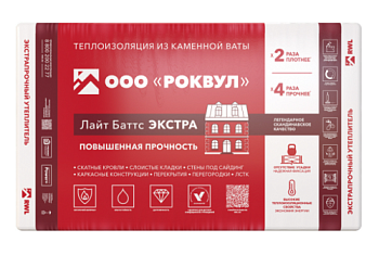 Утеплитель RockWool Лайт Баттс Экстра 1000х600х50 (8шт/пач. 4,80м2, 0,24м3, 24пач/пал)