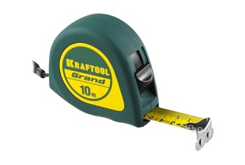 Рулетка Kraftool Grand 10м/25мм с ударостойким корпусом (ABS) и противоскользящим покрытием (34022-10-25)