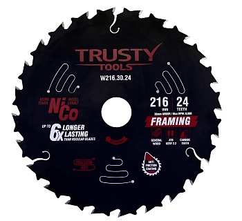 Диск пильный Trusty-Tools Framing по дереву 216х30 24T