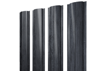 Штакетник Полукруглый Slim с прямым резом Grand Line 0,45 Print Premium Grey Wood TwinColor