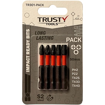 Набор бит ударных Trusty-Tools PH,PZ,TX 50 мм (5 шт)