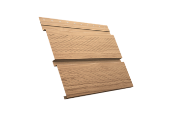 Софит металлический Квадро Брус Grand Line с перфорацией 0,45 Print Elite с пленкой Honey Wood TwinColor