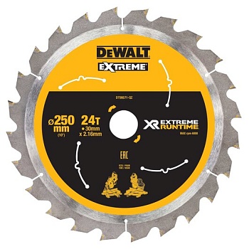 Диск пильный DeWalt Extreme Runtime по дереву 250x30 24T